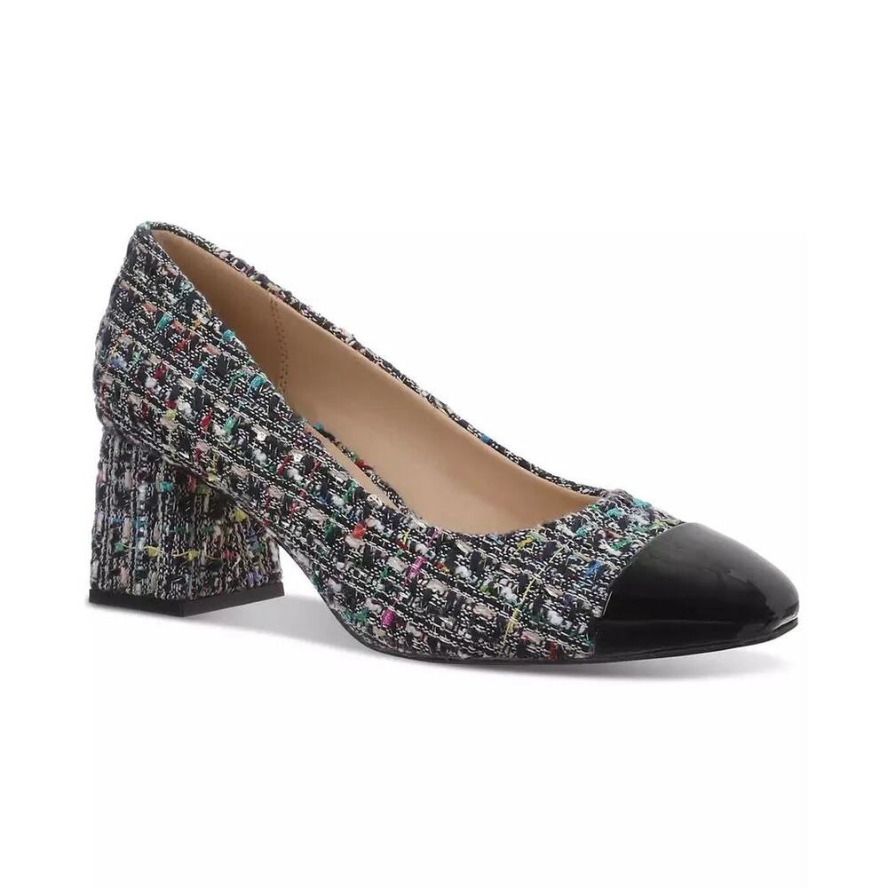 On 34th Tweed Cap Toe Heels Women's 10 Black Multi Boucle Pumps